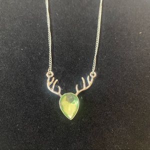 Light Green Crystal Deer Antler Necklace